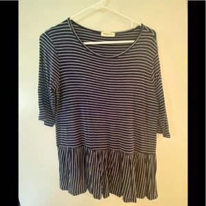 Stripped Peplum Blouse